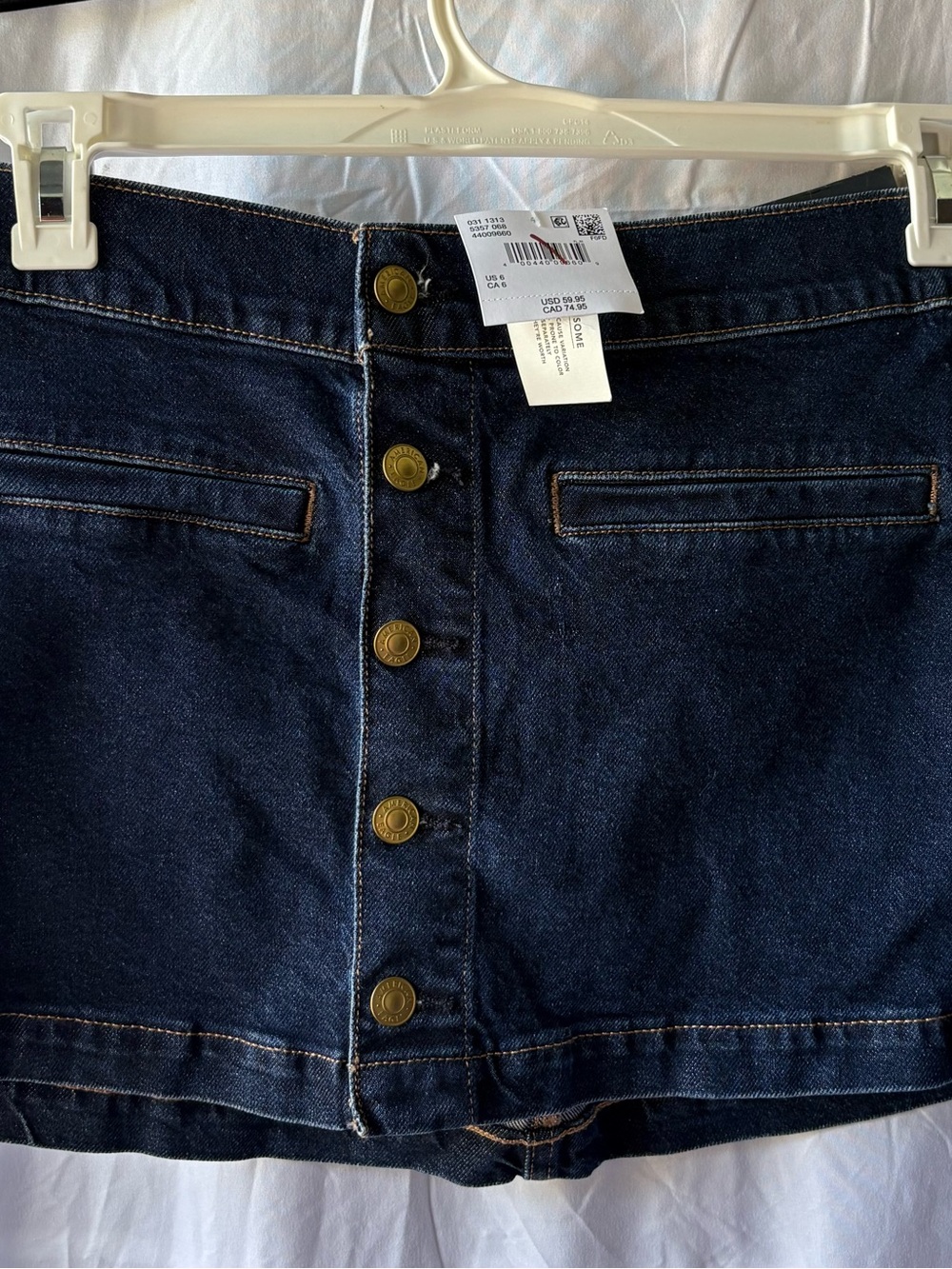 NWT American Eagle Low Rise Button Front A-Line Denim Mini Skirt 6